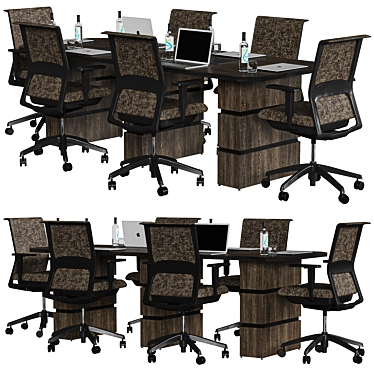 Modern Brown Conference Table 3D model image 1 