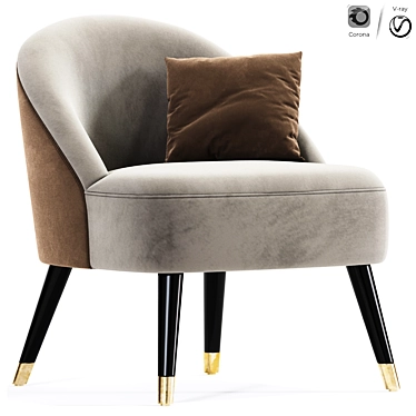 Modern Channel Accent Armchair 3D model image 1 