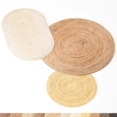 Jute Carpet Set: 3 Types, Different Colors 3D model image 1 