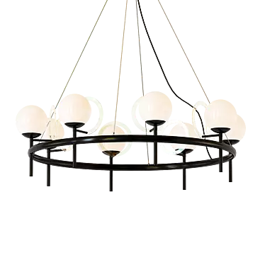 Modern 8-Light Wagon Wheel Chandelier 3D model image 1 