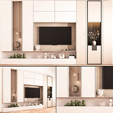 Modern TV Wall Set: Corona Edition 3D model image 1 