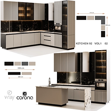 Modular Kitchen Unit - Modern Design 3D model image 1 