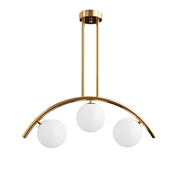 Postmodern Gold Pendant Light with Glass Shade 3D model image 1 