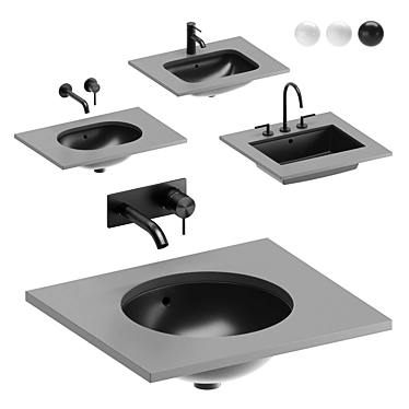 Sleek Undercounter Washbasin Set 3D model image 1 