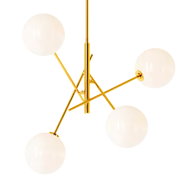 Modern Linear Chandelier with Hand-Blown Glass Accents by Ariah 3D model image 1 