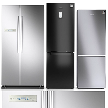 Samsung Refrigerator Set 7: RS54N3003EF, RB33A3440SA & RB30N4020B1 3D model image 1 
