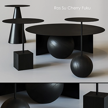 Sleek Black Coffee Table: Ros, Su, Fuku, Cherry 3D model image 1 