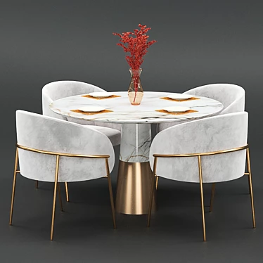 Elegant Modern Dining Set 3D model image 1 