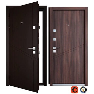 Secure and Stylish: Protekt (Favorit) Metal Entrance Door 3D model image 1 