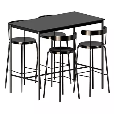 Modern Anthracite Bar Stool: YNGVAR 3D model image 1 