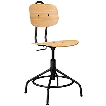 Modern Pine and Black Ergonomic Desk Chair 3D model image 1 