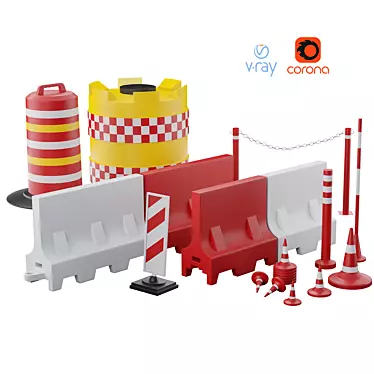 Road Barrier Set: Cones, Buffers, and More 3D model image 1 