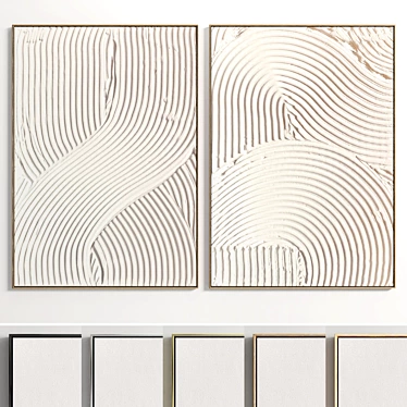 Dual Frame Art Set: Plaster & Wood 3D model image 1 