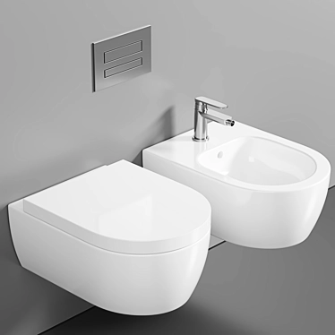 Elevate Your Bathroom: Avento Wall Hung Bidet 3D model image 1 