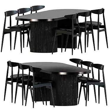 Modern Ash Dining Chair Black 3D model image 1 