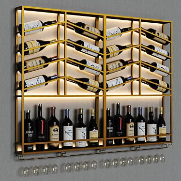 Modular Wine Rack | Wall Mounted | Black & Gold 3D model image 1 