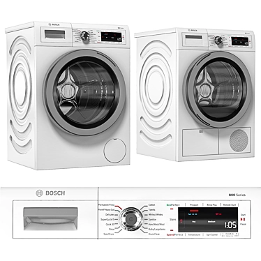 High-Performance Bosch 800 Series Washer & Dryer 3D model image 1 