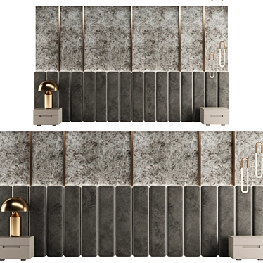 Modern Wall Panel with Headboard 3D model image 1 