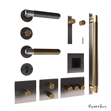 Sleek Hardware Set: Door Handle, Furniture Knobs & Switch 3D model image 1 