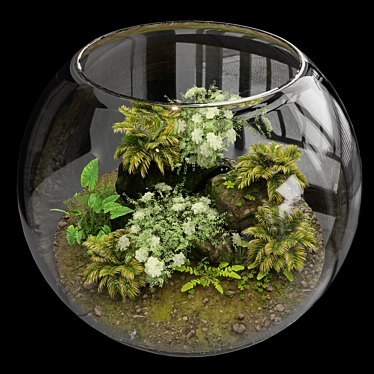 Miniature Botanical Oasis: Terrarium Plants Collection 3D model image 1 