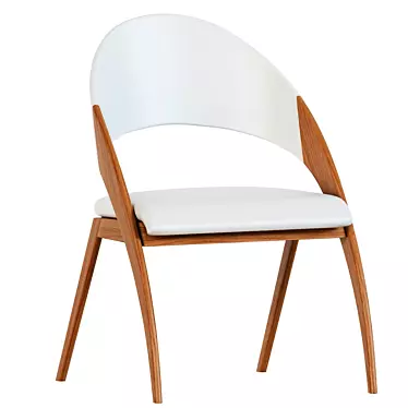 Elegant Walnut Wood & Cream Leatherette Dining Chair 3D model image 1 