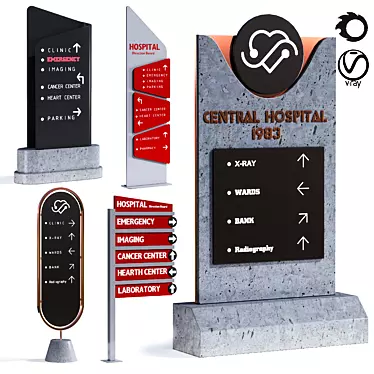 Exterior Hospital Info Board: Customizable 3D Models 3D model image 1 