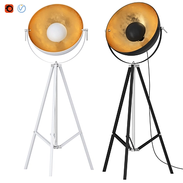 Modern Metal Tripod Lamp 3D model image 1 