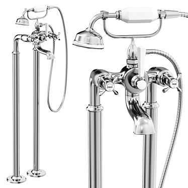 Elegant Floor-Mounted Bath Mixer 3D model image 1 