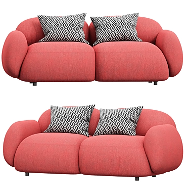 "Sundae 2-Seater Sofa: Sleek Elegance for Modern Living 3D model image 1 