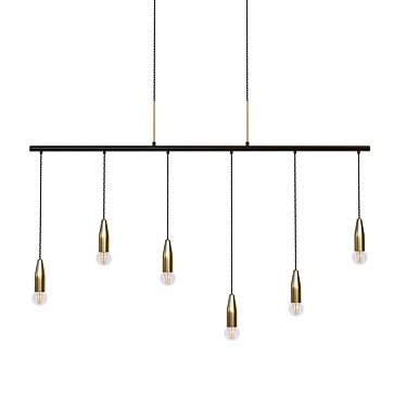 Sleek Metal Pendant with Six Lamps 3D model image 1 