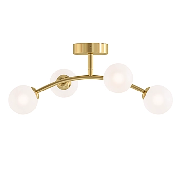 Sleek Brass Flush Ceiling Light 3D model image 1 