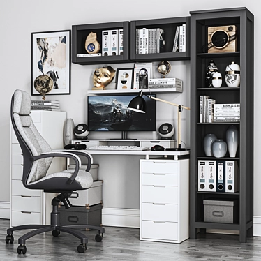 Ergo-Workspace Elite: Chair, Gamepad, Monitor, Desk, Drawers 3D model image 1 