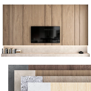 Modern TV Wall Set: 4 Configurations, Samsung 75" Crystal UHD 4K, High-Quality 3D Model 3D model image 1 
