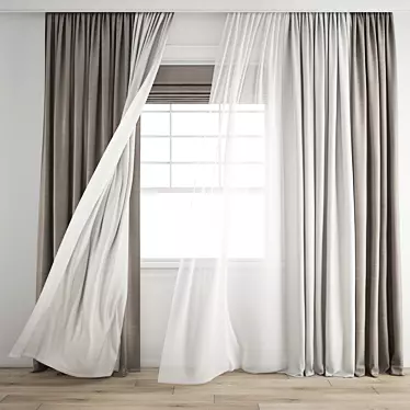 Wind Blowing Curtain 3D Model 3D model image 1 