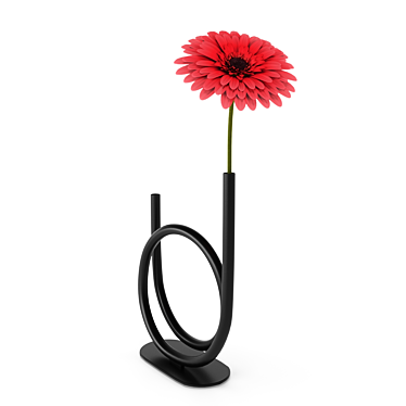 Sleek Black Vase with Artificial Gerbera: IKEA Finlemmad Smycka 3D model image 1 