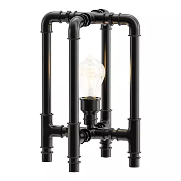 Industrial Pipe Light Fixture 3D model image 1 