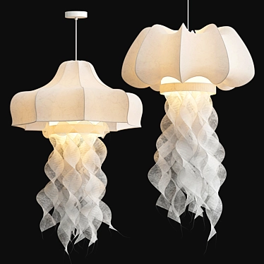 Elegant Silk Jellyfish Pendant Light 3D model image 1 