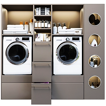 Laundry Room Bundle: Washer, Cosmetics, Wardrobe, Towel 3D model image 1 