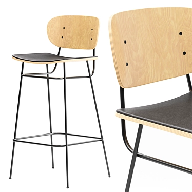 Elevate Your Space with FOSCA: High Ash Stool 3D model image 1 