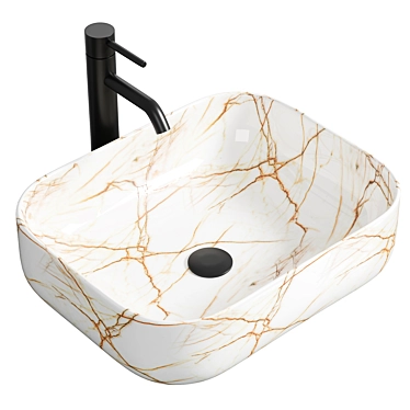 Gloss Marble Effect Counter Top Basin 3D model image 1 