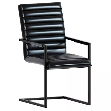 Faline Dining Chair in Black PU Leather 3D model image 1 