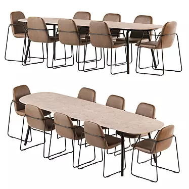 Modern Minus Manutti Table & Loop Chair Set 3D model image 1 