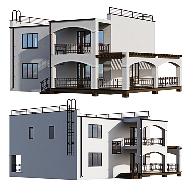 Mediterranean Dreams: Modern 2-Storey Beach Villa 3D model image 1 