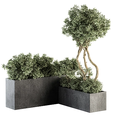 Black Outdoor Plant Box Set 3D model image 1 