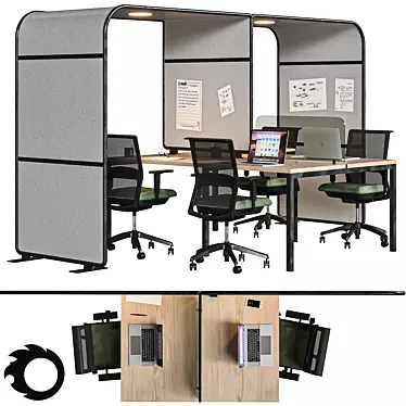 Modern Office Furniture Set 3D model image 1 
