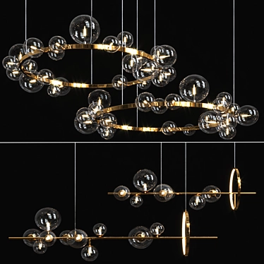 Elegant Iona Gold Black Lamp Set 3D model image 1 