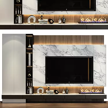 Contemporary TV Shelf: Living Room Wall Decor 3D model image 1 