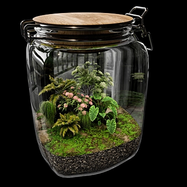 Exquisite Terrarium Plant Assortment 3D model image 1 