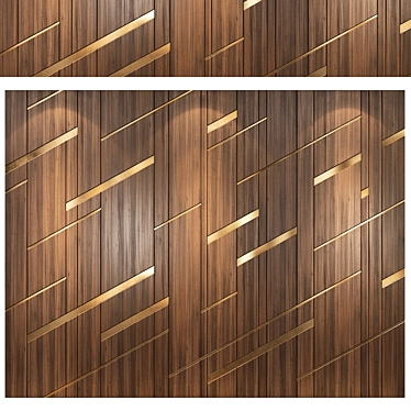 Modern Wooden Wall Panel 060 3D model image 1 