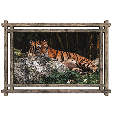 Rustic Wooden Frame Painting 3D model image 1 